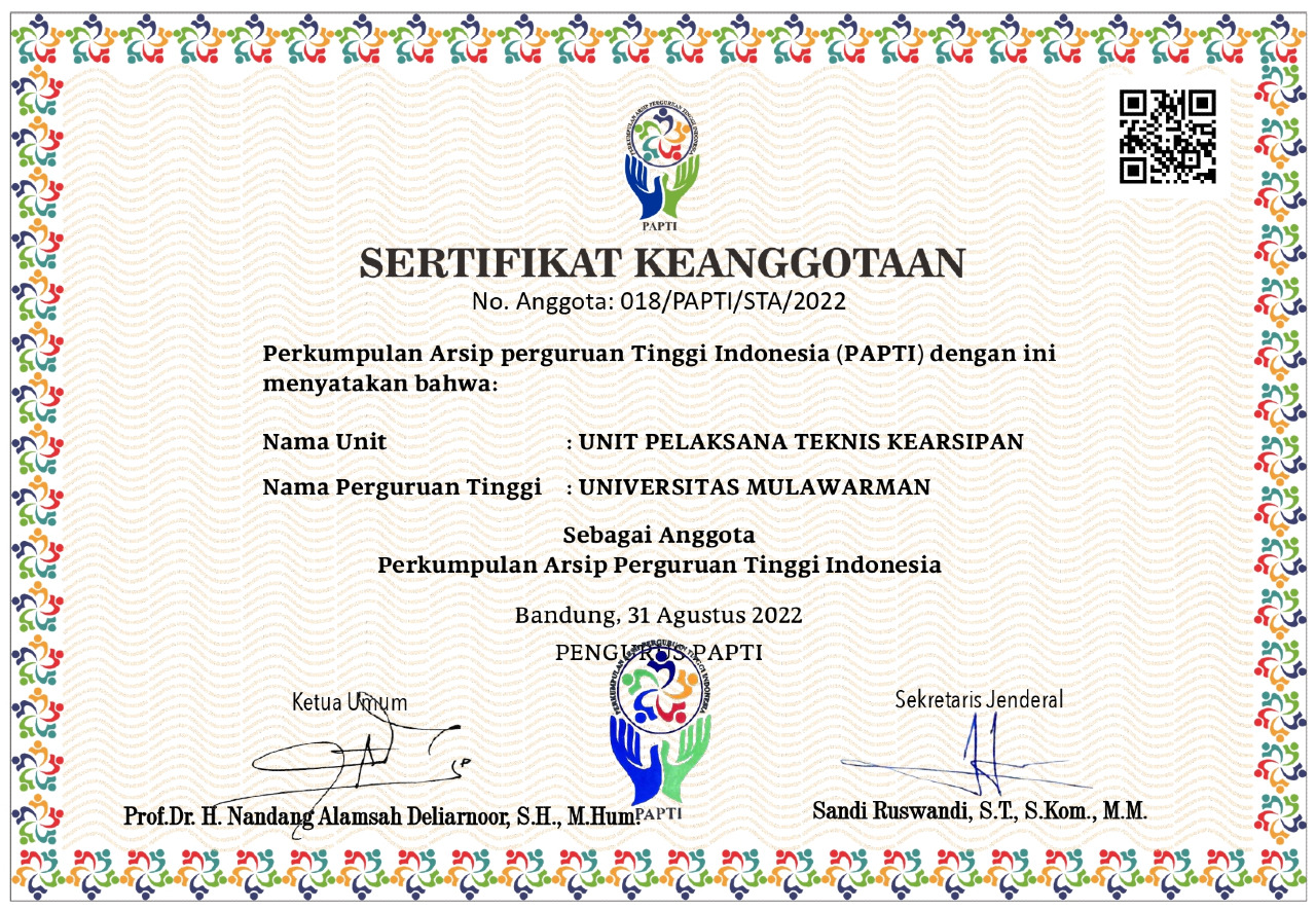 Pelantikan UPT. Kearsipan Universitas Mulawarman