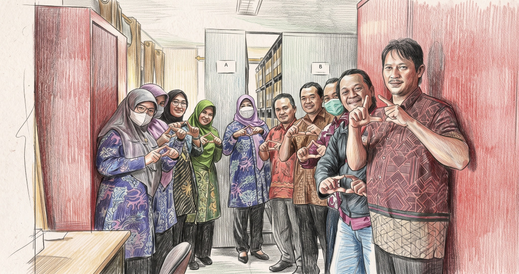 Foto bersama di salah satu ruang pengelola kearsipan pada Kantor Dinas Kearsipan Kota Bontang