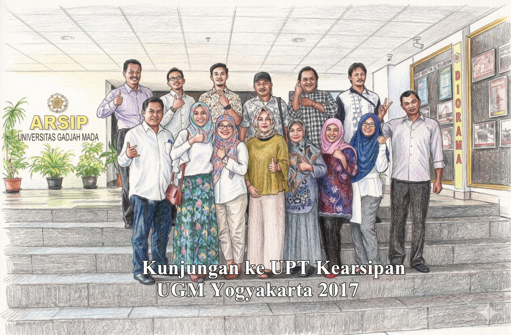 Foto bersama di depan unit Kearsipan Universitas Gadjah Mada - Yogyakarta